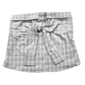 Anthropologie Mare Mare Strapless Buttondown Top XL Gray Plaid